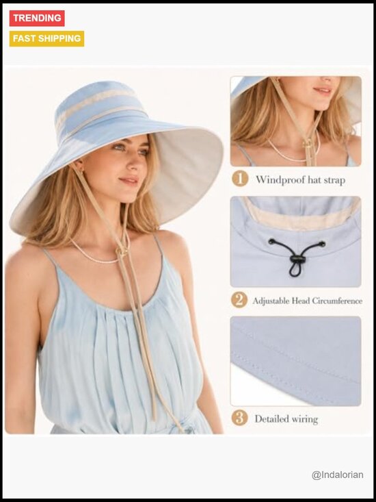 2-in-1 Convertible Sun Hat with Wide Brim UV Protection Detachable Crown main image 4